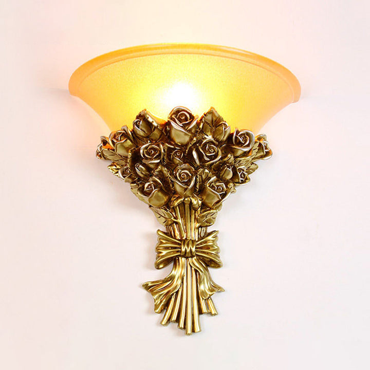 Contemporary Creative Bouquet Shape Resin Glass 1-Light Wall Sconce Lamp For Hallway