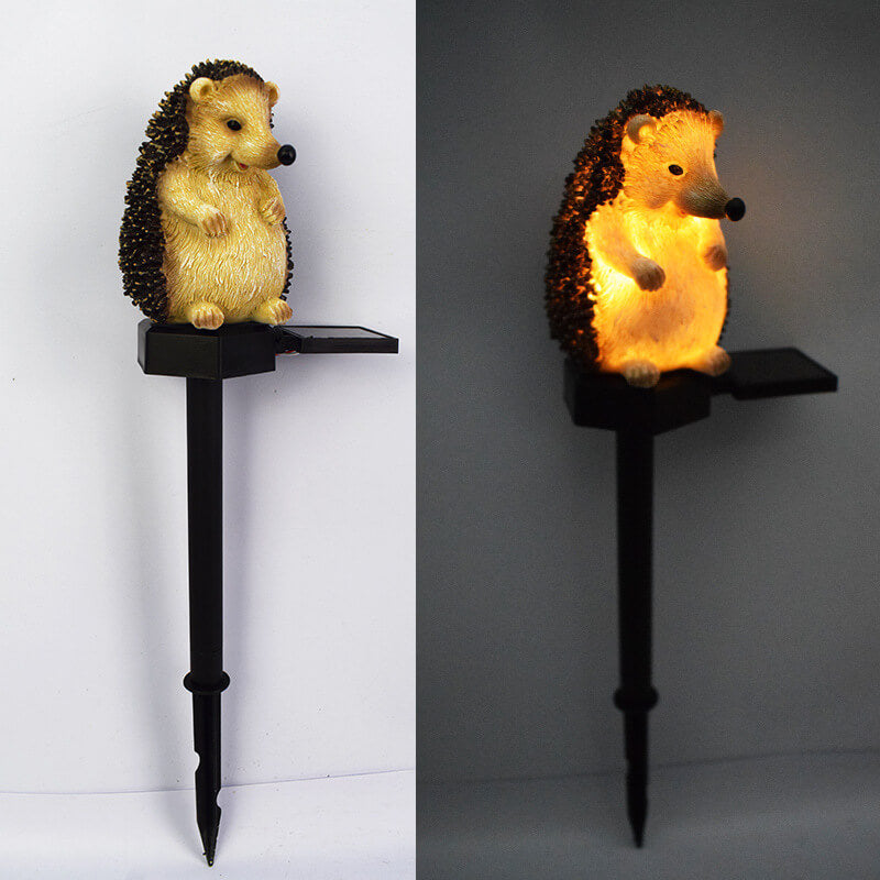 Solar Outdoor Hedgehog Resin LED Lawn Ground Insert Landscape Light