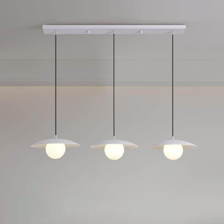 Candelabro de isla de 3 luces de hierro y vidrio blanco puro minimalista moderno 