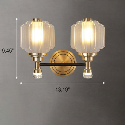 Modern Chinese Acrylic Brass Lantern 1/2 Light Wall Sconce Lamp