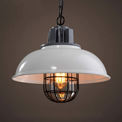 Vintage Industrial Iron Pot Lid Dome 1-Light Pendant Light