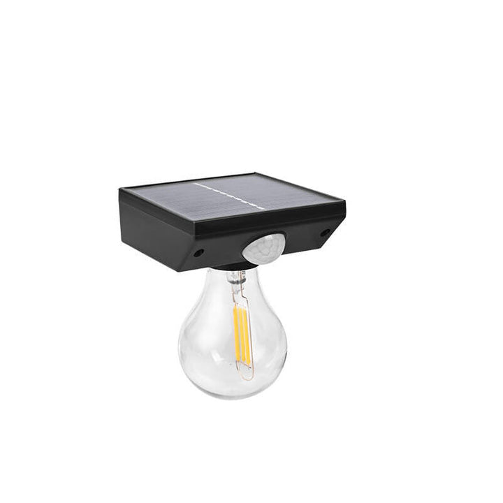 Modern Minimalist Solar Outdoor Human Sensor Super Bright Tungsten Bulb LED Waterproof Patio Wall Sconce Lamp