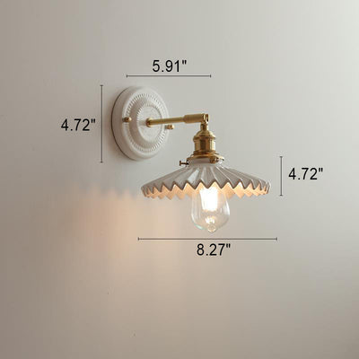 Vintage Japanese Ceramic Brass 1-Light Wall Sconce Lamp