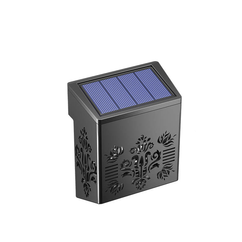 Solar Garden LED Hollow Square Outdoor Fence Wall Sconce Lamp
