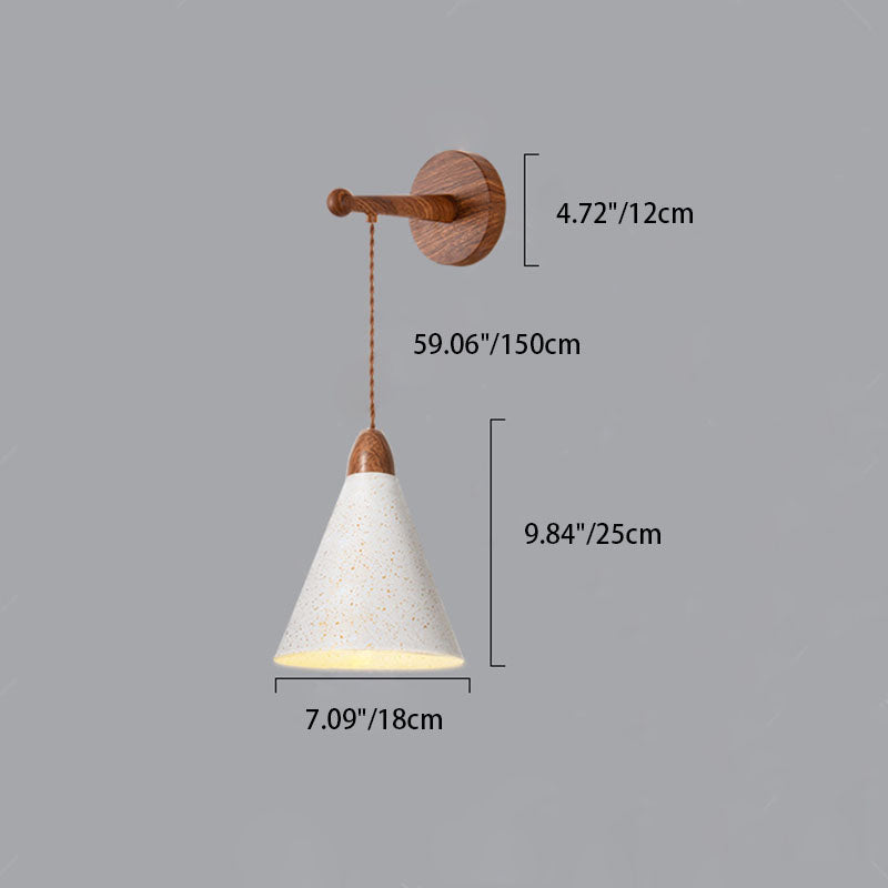 Lámpara Aplique de Pared de 1 Luz de Hierro Cónico Tradicional Japonés para Dormitorio 