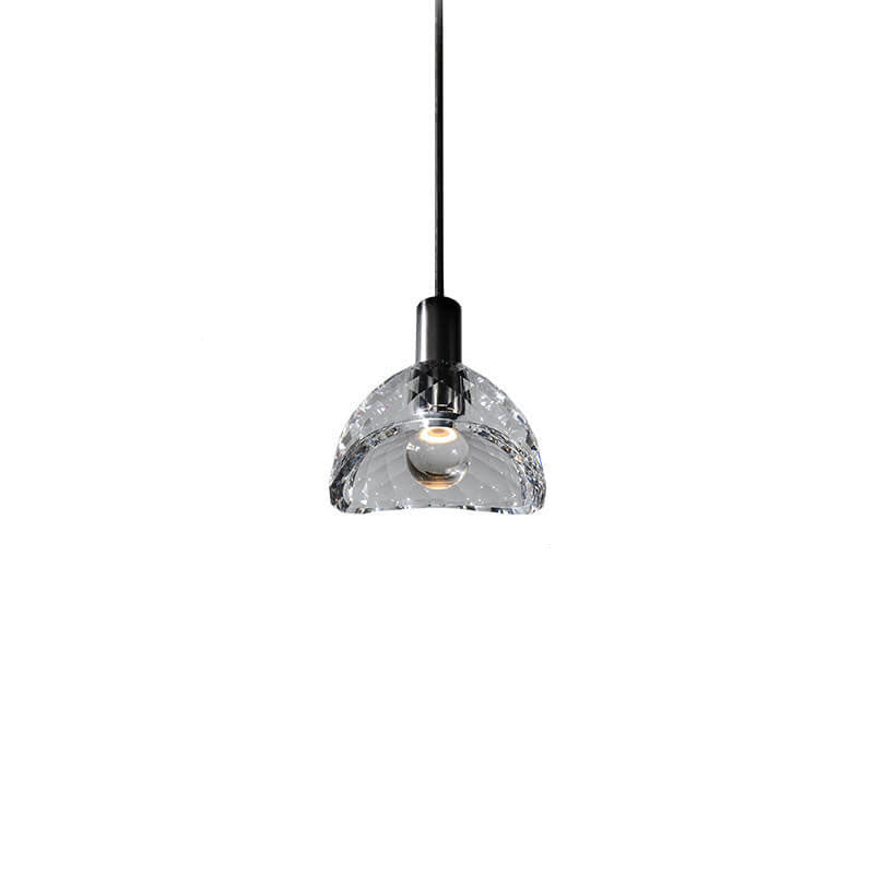 Lampe suspendue LED en cuivre et cristal à dôme créatif et moderne 