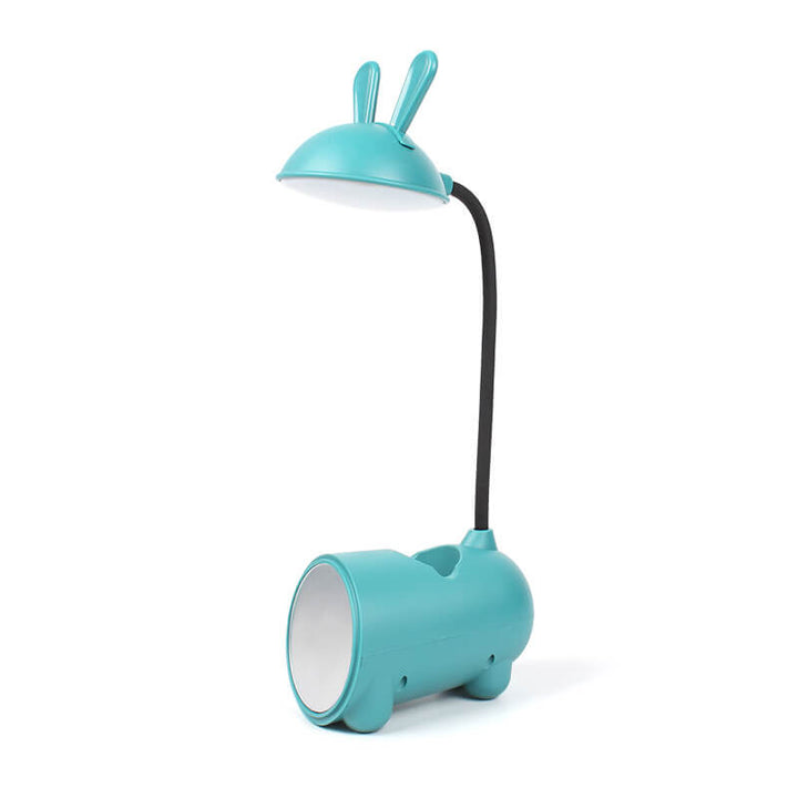 Lampe de bureau LED tactile USB avec porte-stylo et lapin créatif de dessin animé 