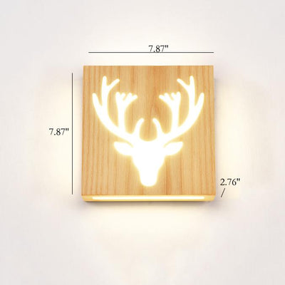 Modern Creative Solid Wood Happy Tree &  Antler Pattern LED Wall Sconce Lamp