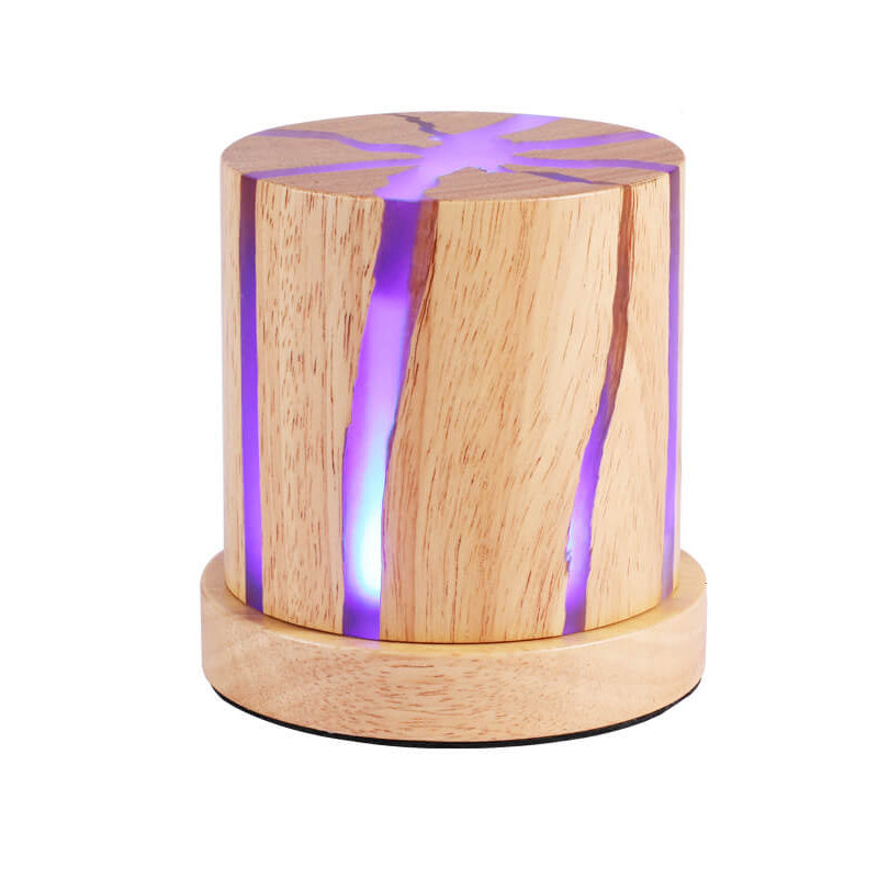 Nordic Minimalist Wooden Resin Column Mini LED Night Light Table Lamp