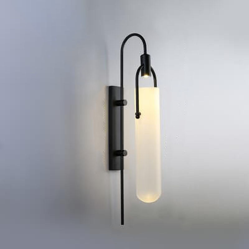 Modern Wrought Iron Frosted Glass 1-Light Wall Sconce Lamp
