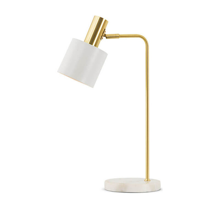Modern Minimalist  Cylinder Shade Marble Hardware Base 1-Light Table Lamp for Bedroom