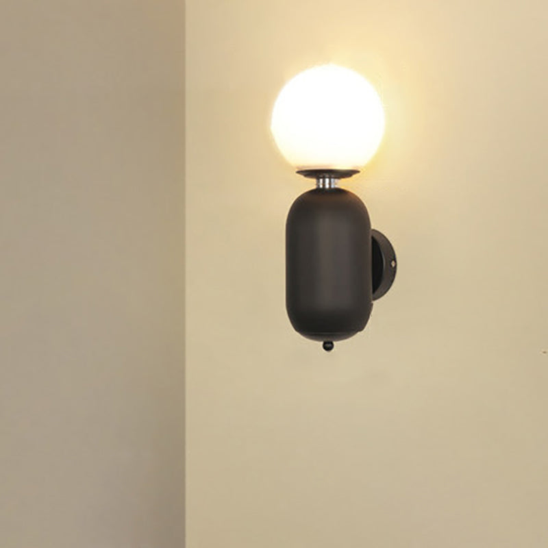 Nordic Creative Cylindrical Glass Orb 1-Light Wall Sconce Lamp