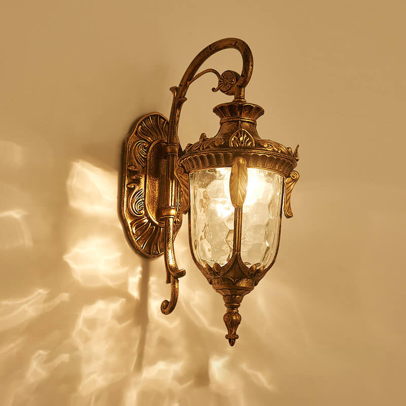 Farol europeo de lujo para exteriores impermeable con aplique de pared de 1 luz 