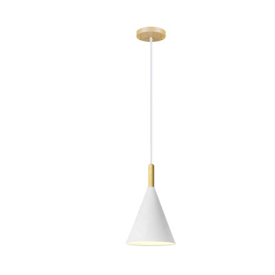 Nordic Minimalist Macaron Cone Wood 1-Light Pendant Light