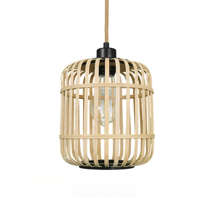 Moderne Bambus- und Rattan-Weberei Hohlkäfig-Design 1-Licht Pendelleuchte 