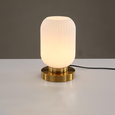 Nordisch gestreiftes ovales Glasdesign 1-flammige Tischlampe