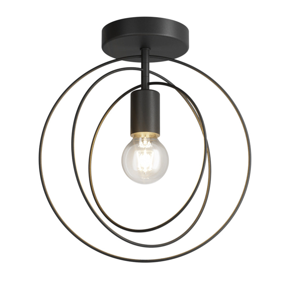 Modern Simplicity Iron Copper Pentagram Circle 1-Light Semi-Flush Mount Ceiling Light
