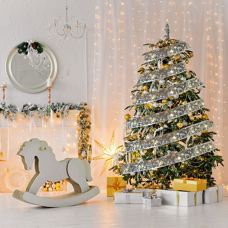 Lumières LED de Noël en fil de cuivre Rubans lumineux Nœud papillon Rubans lumineux Guirlande Accessoires Lumières décoratives 