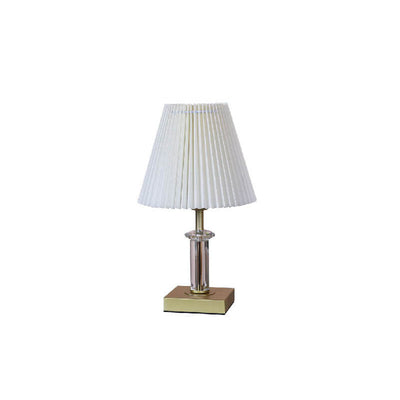 Lampe de table moderne minimaliste en tissu plissé en forme de cône avec matériel en cristal à 1 lumière 