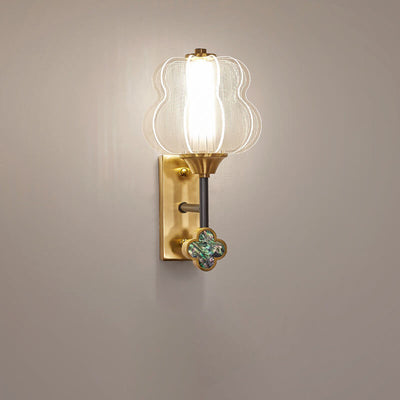 Chinese Style Full Copper Acrylic Creative Lampshade LED Wall Sconce Lamp