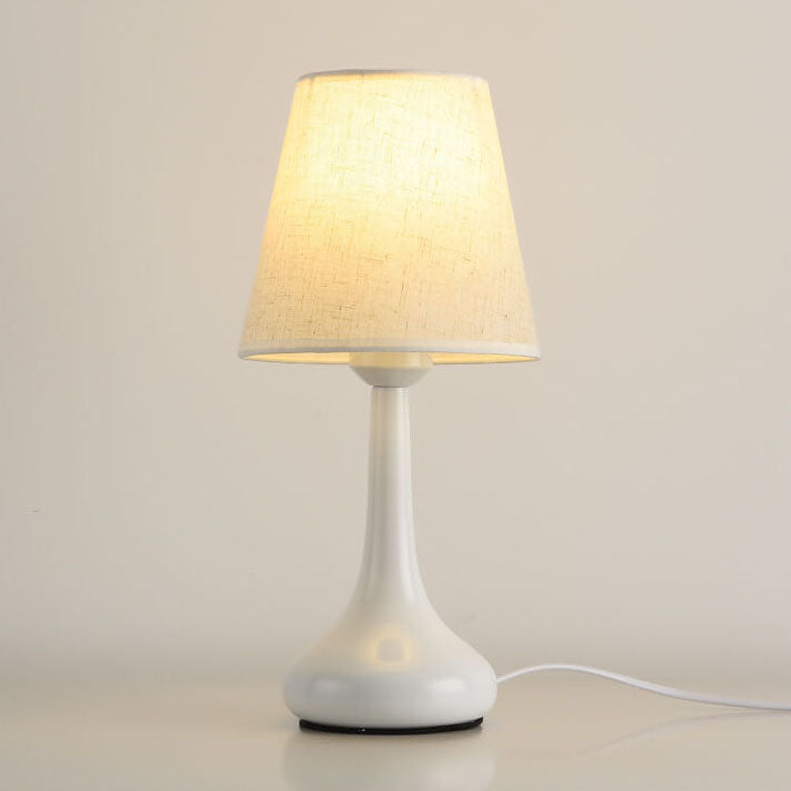 Modern Minimalist Pure Black White Iron Fabric 1-Light Table Lamp For Bedroom