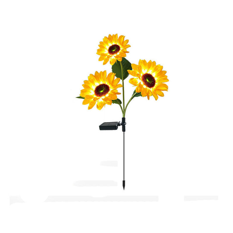 Luz de enchufe de suelo decorativa para césped al aire libre con LED de girasol solar 