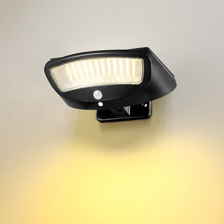Moderne, schlichte Solar-LED-Wandleuchte in trapezförmigem Design mit Bewegungssensor, wasserdicht, für den Außenbereich 
