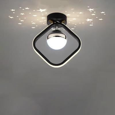 Modernes, kreatives, quadratisches, rundes Acryl-Eisen-LED-Halbbündig-Einbaulicht 