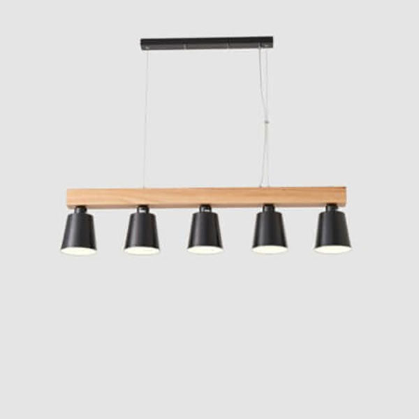 Chandelier à 5 lumières avec abat-jour conique linéaire simple nordique 