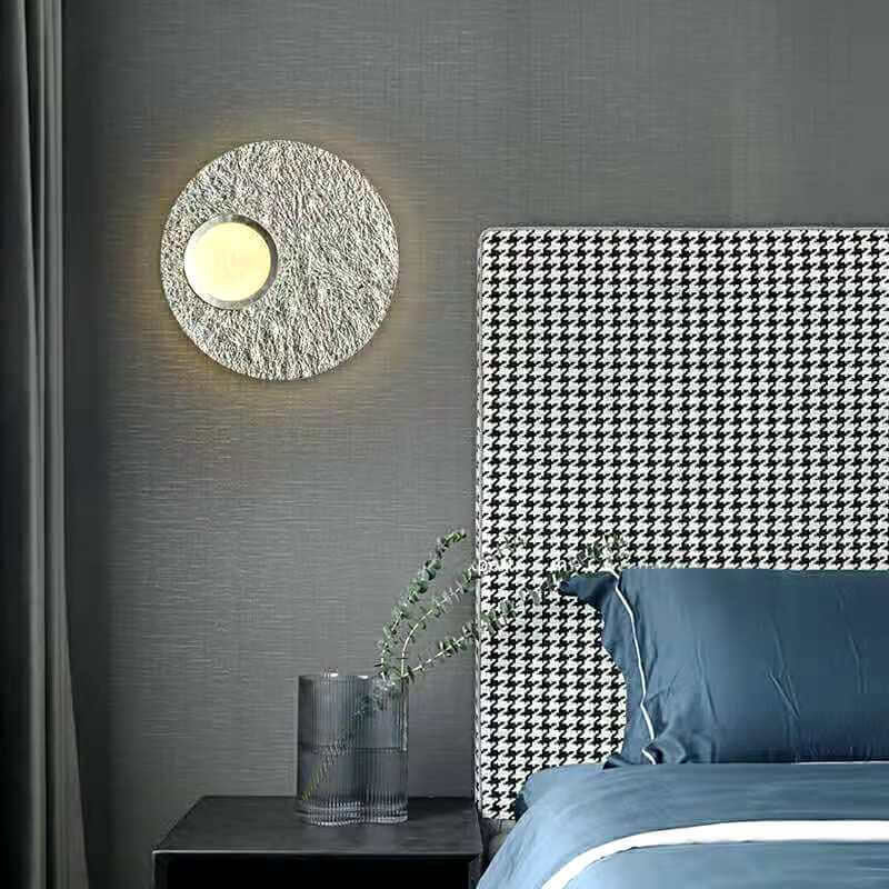 Applique murale LED en résine ronde créative nordique avec feuille d&