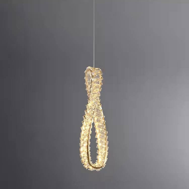 Modern Light Luxury Ring Crystal Hardware LED Pendant Light