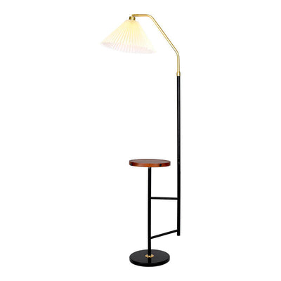 Nordische, minimalistische, plissierte Schirm-Marmor-Regal aus massivem Holz, 1-Licht-Stehlampe