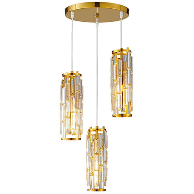 Modern Luxury Crystal Column Iron 1/3/4 Light Island Light Chandelier