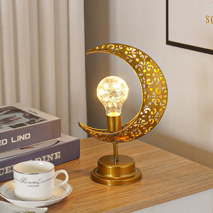 Contemporary Creative Iron Moon Star Orb LED Decorative Table Lamp For Living Room &amp; Bedroom