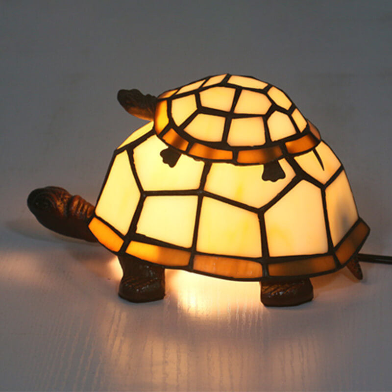 European Tiffany Turtle Stained Glass 1-Light Night Light Table Lamp