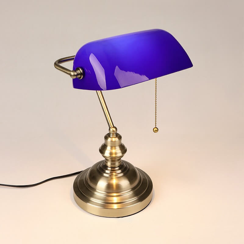 Retro-Tischlampe mit 1-Licht-Reißverschluss aus farbigem Glas mit Metallsockel 