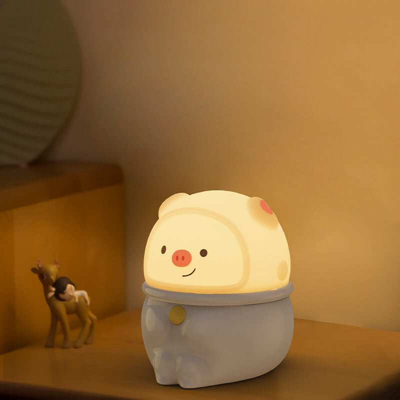 Lampe de Table LED USB Panda Cochon en Silicone Créatif Dessin Animé 