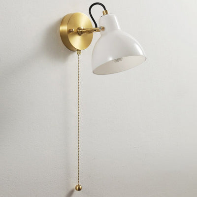 Modern Minimalist Horn Hanging Chain Walnut Wood Brass Glass 1-Light Wall Sconce Lamp