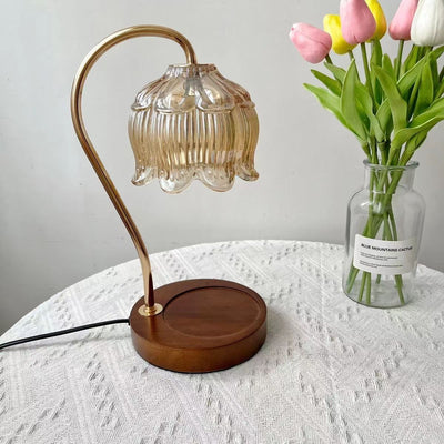 European Light Luxury Vintage Floral Marble Glass 1-Light Melting Wax Table Lamp