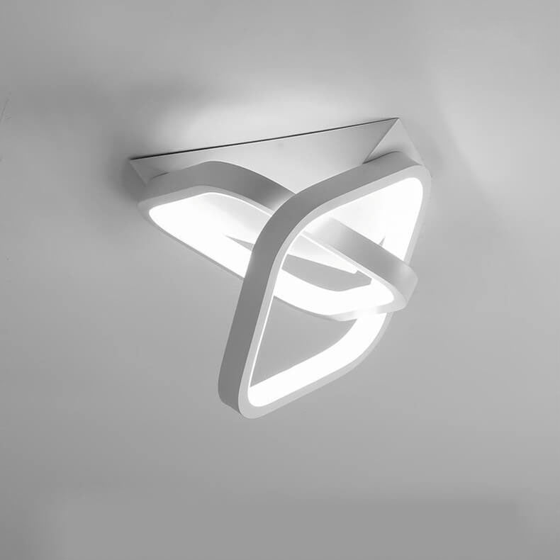 Luz de techo LED semiempotrada moderna de mediados de siglo con placa de triángulo de hierro y anillo de aluminio para sala de estar 