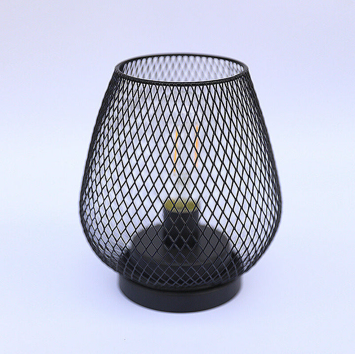 Moderne minimalistische Batterie-Raster-Eisen-Glas 1-Licht Tischlampe 