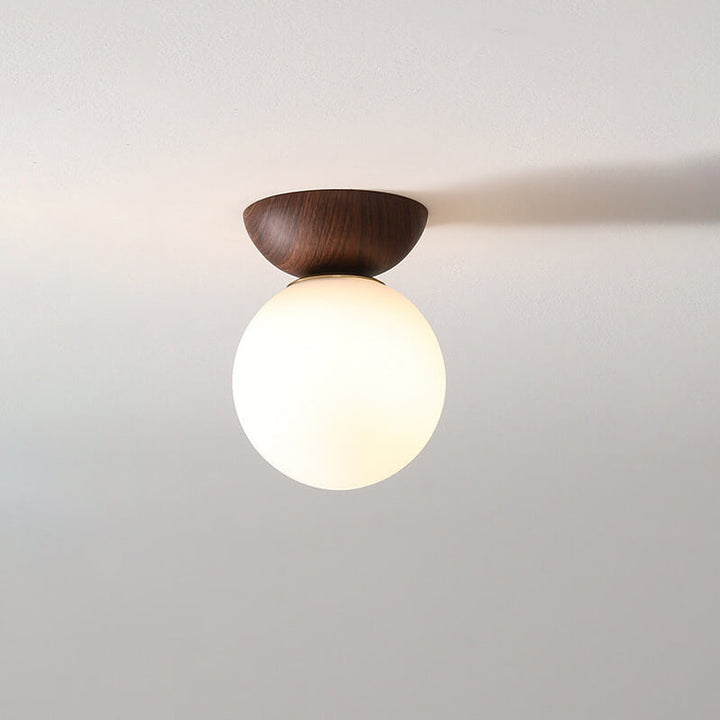 Modern Minimalist Glass Iron Orb 1-Light Semi-Flush Mount Light/Pendant Light for Living Room