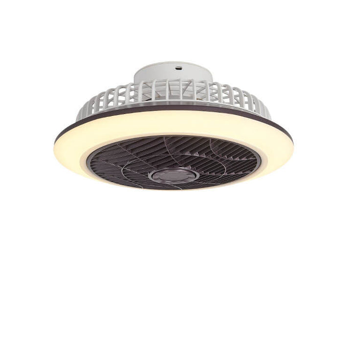Modern Minimalist Round Cage Iron Acrylic LED Flush Mount Ceiling Fan Light For Living Room