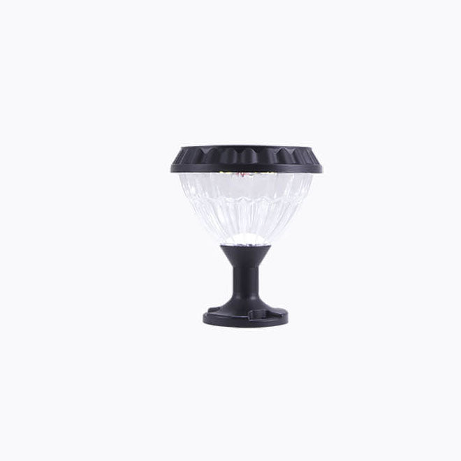 Moderne schwarze Solar-Säule aus Aluminiumguss mit Glas für den Außenbereich, wasserdicht 