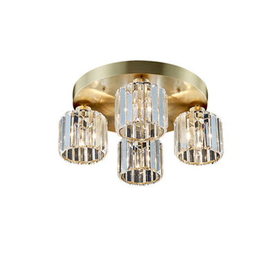 Modern Luxury Crystal Cylindrical Brass 1/4 Light Semi-Flush Mount Ceiling Light
