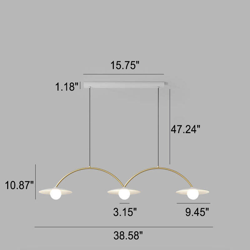 Modern Minimalist Round Arc Island Light 3/4 Light Chandelier