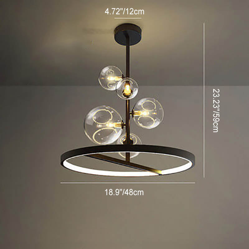 Nordic Modern Creative Runde Blasenball Hardware Glas 5-Licht Kronleuchter 