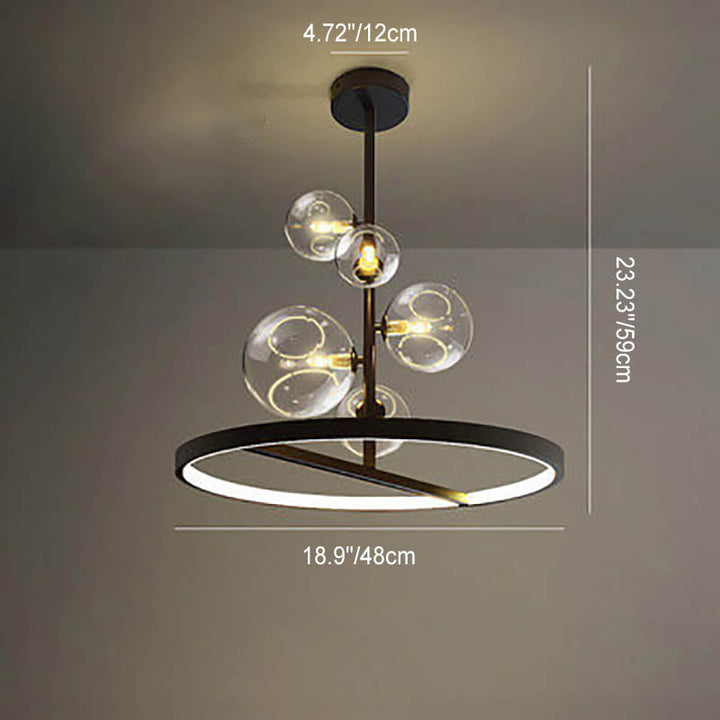 Nordic Modern Creative Runde Blasenball Hardware Glas 5-Licht Kronleuchter 