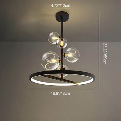 Nordic Modern Creative Round Bubble Ball Hardware Glass 5-Light Chandelier