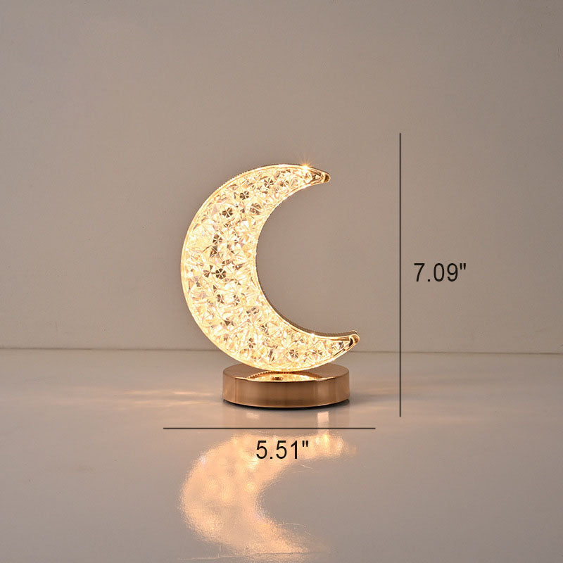 Lampe de table USB LED en acrylique créatif nordique avec géométrie étoile lune en métal 